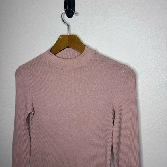Christy Dawn the Charlie Dress Long Sleeve Pink Ribbed Mock Neck - Picture 4 of 14
